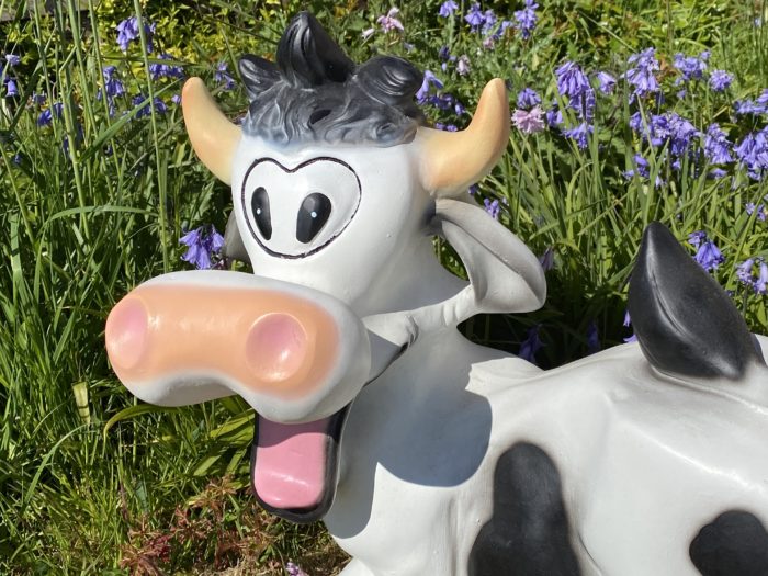 Funny Cow 3D Model among plants