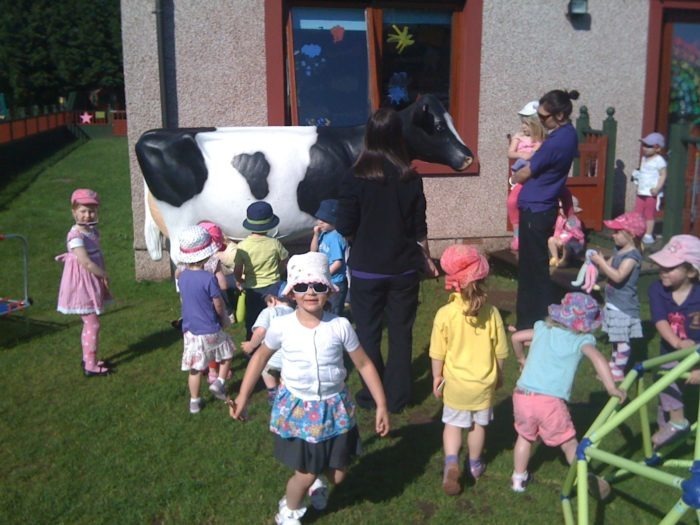 3D Milking Cow being admired at a Nursery School