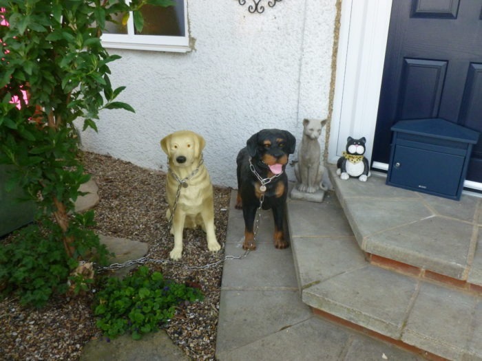 Golden Labrador Dog Model Sitting alongside Rottweiler Model