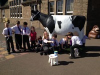 model milking cow