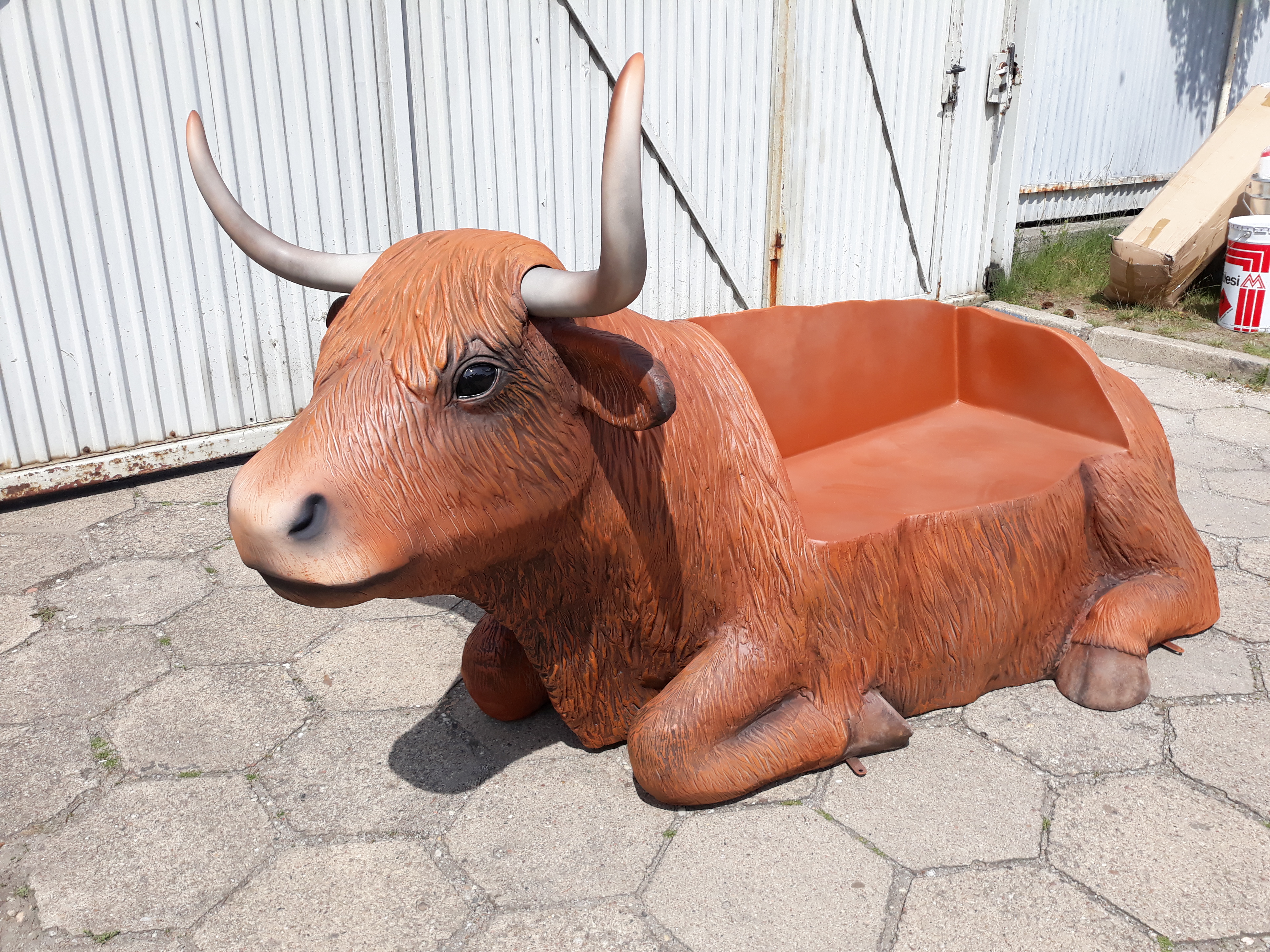 Life Size Highland Cow Bench